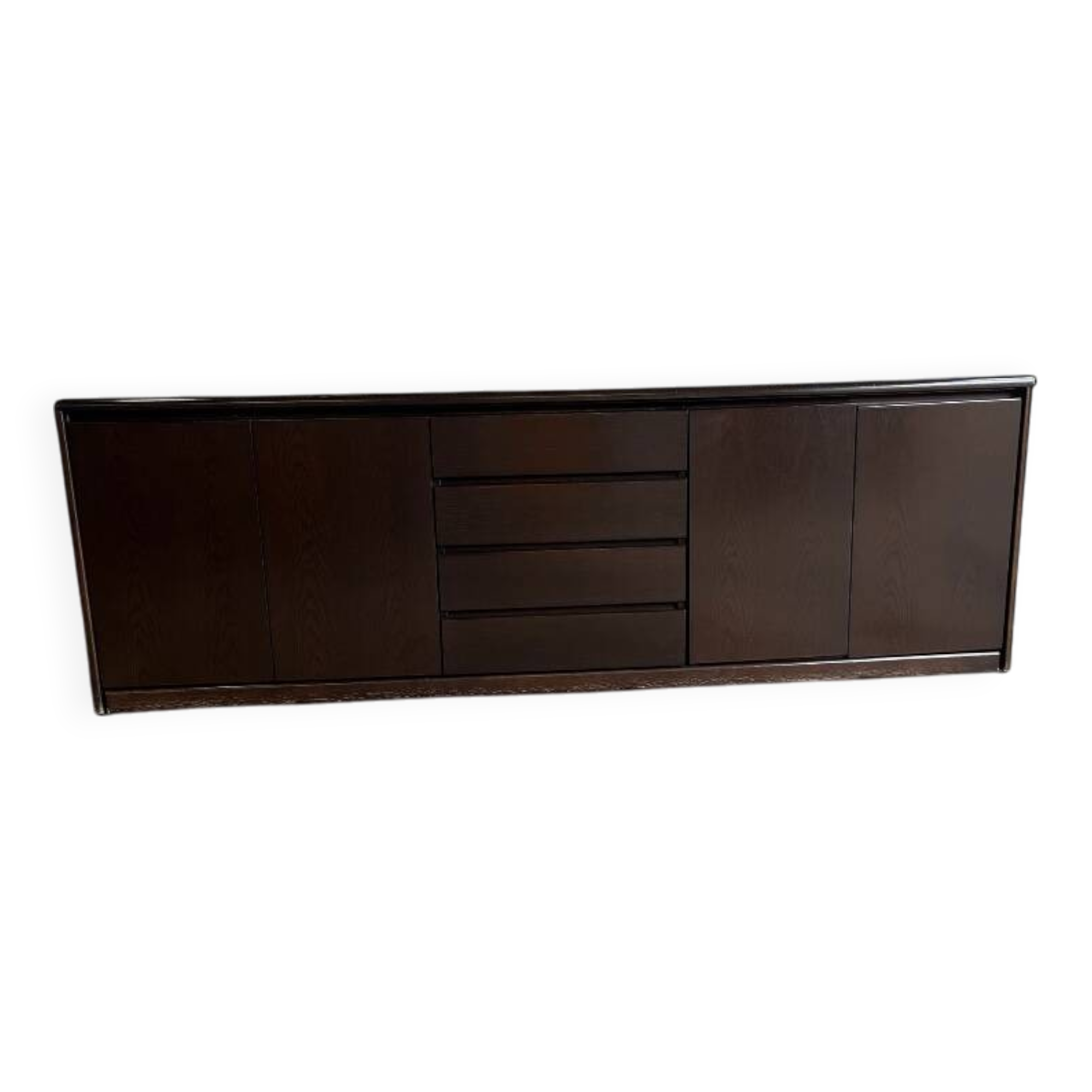 Vintage Sideboard | Minimalist Low Cabinet | Dark Wood – Elegant & Timeless