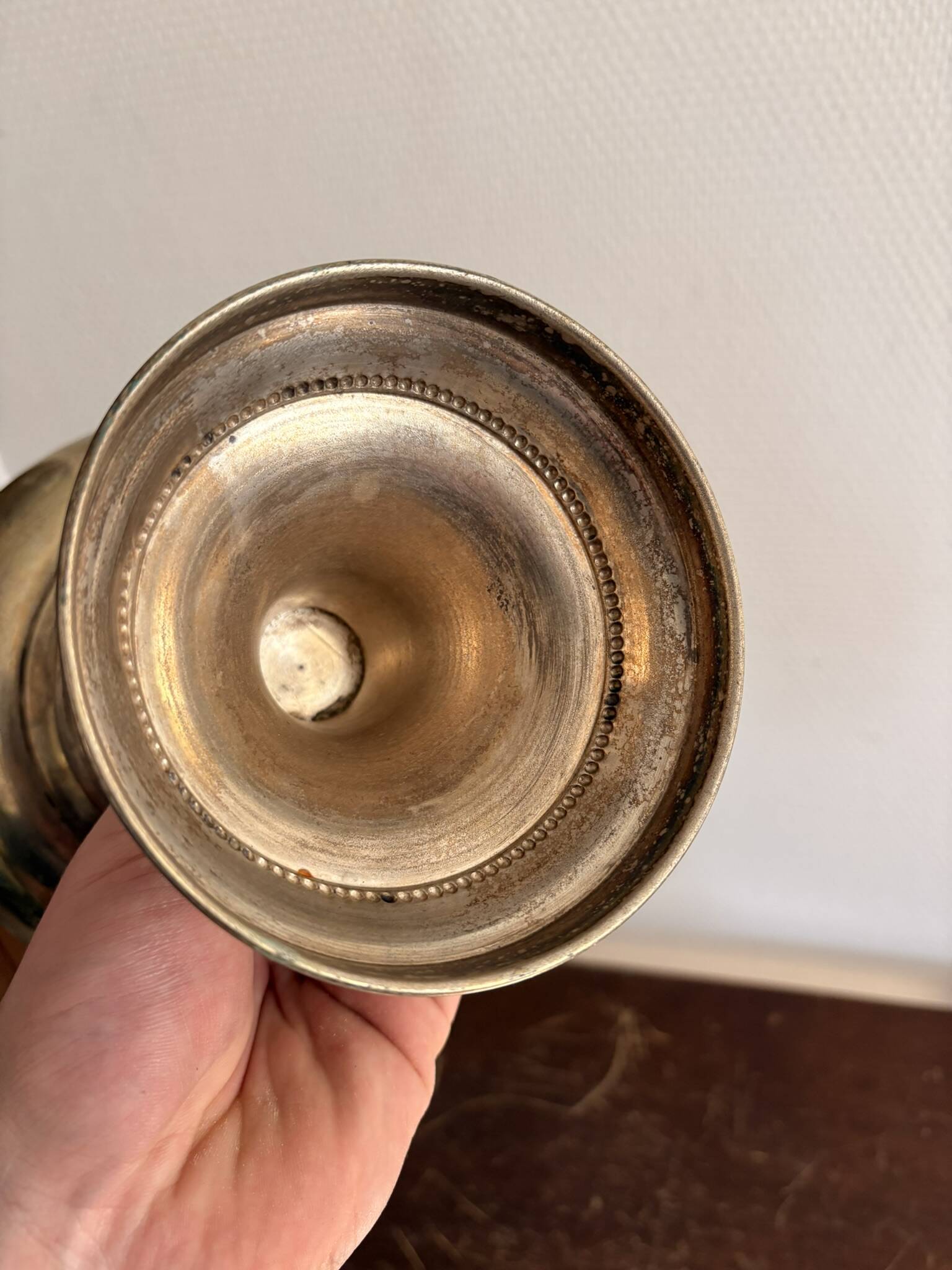 Footed Bowl Silvered Metal Second Empire Pearl Decor 19th Century