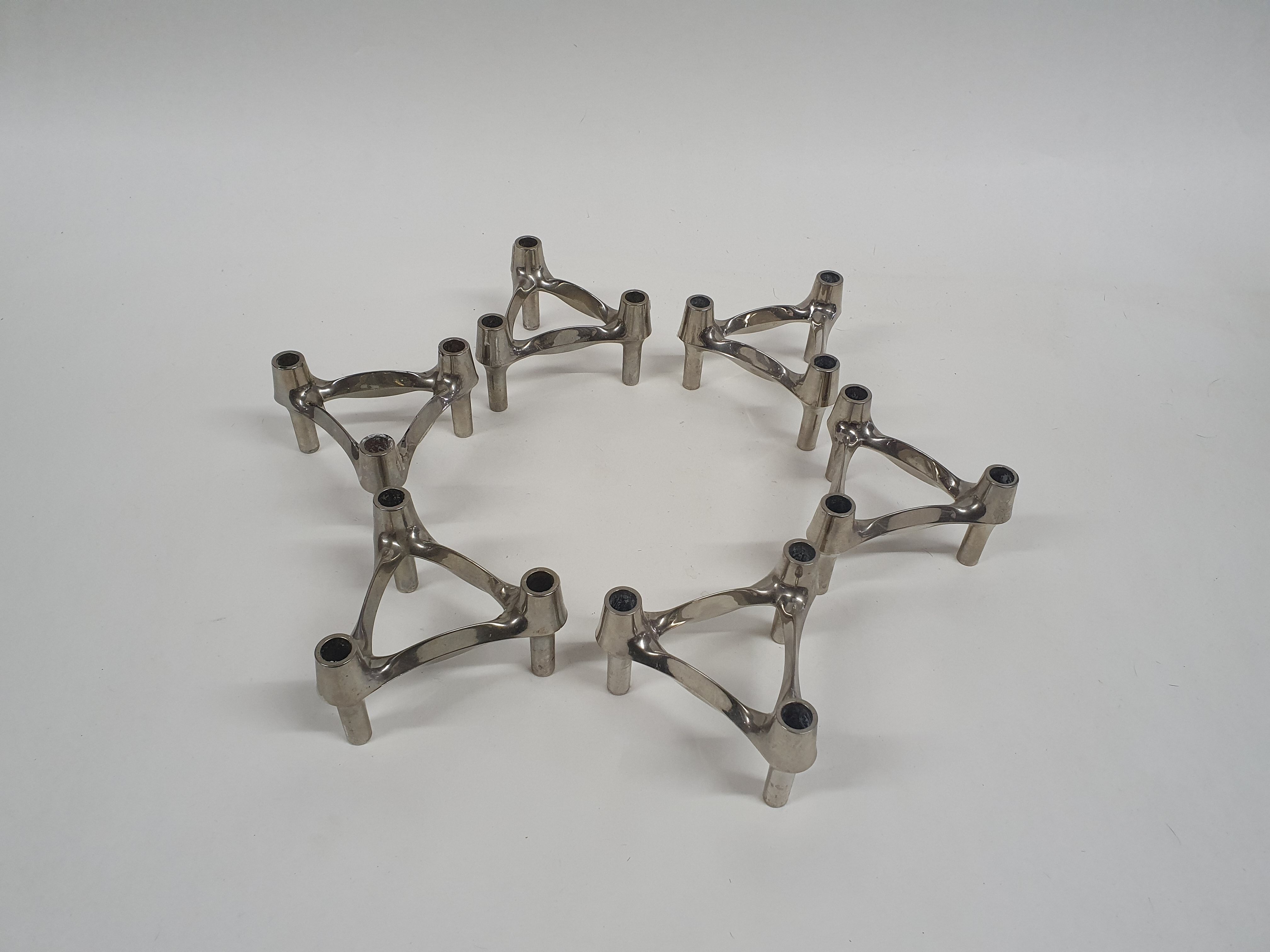 Set of six Ceasar Stoffi and Fritz Nagel for Quist candle holders, Germany 1950's