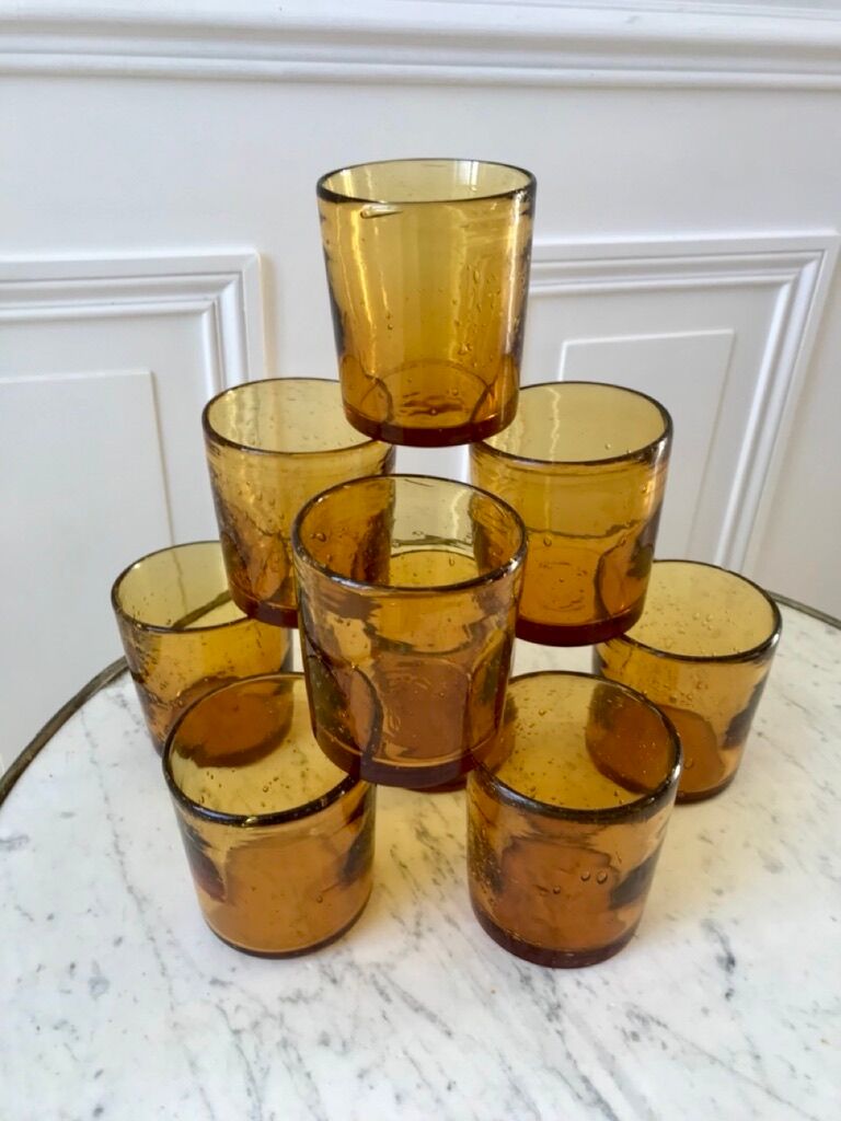 set of 9 bubbled glass water glasses from Biot 70s