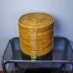 XL basket in rattan and brass, Italy, 1970, 36cm Diam