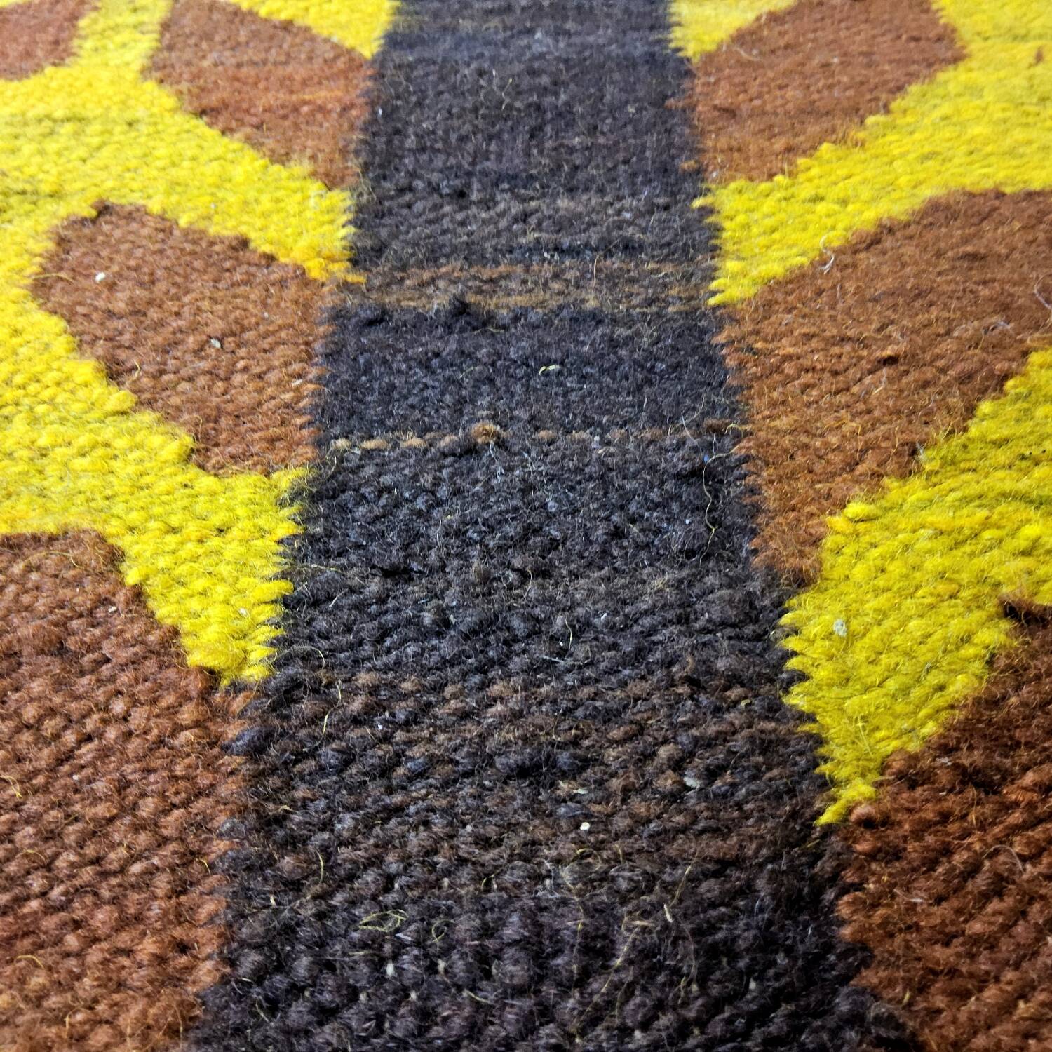 Tapis kilim en laine vintage design Maria Janowska (Zachód) coucher de soleil