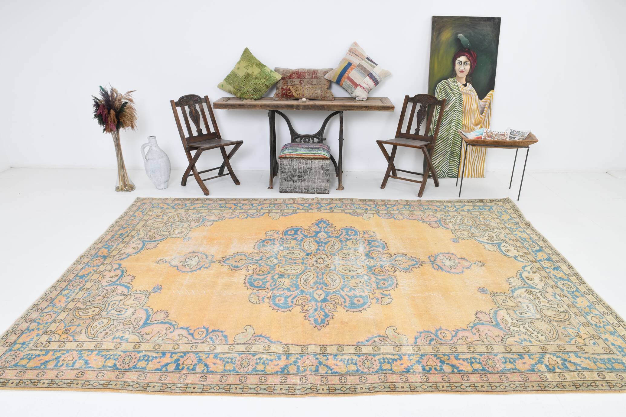 7x11 Classic Blue Persian Rug,222x330Cm