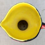 Modernist polychrome ceramic pitcher by Gabriel Fourmaintraux, circa 1950