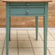 Vintage oak side table painted green, restored