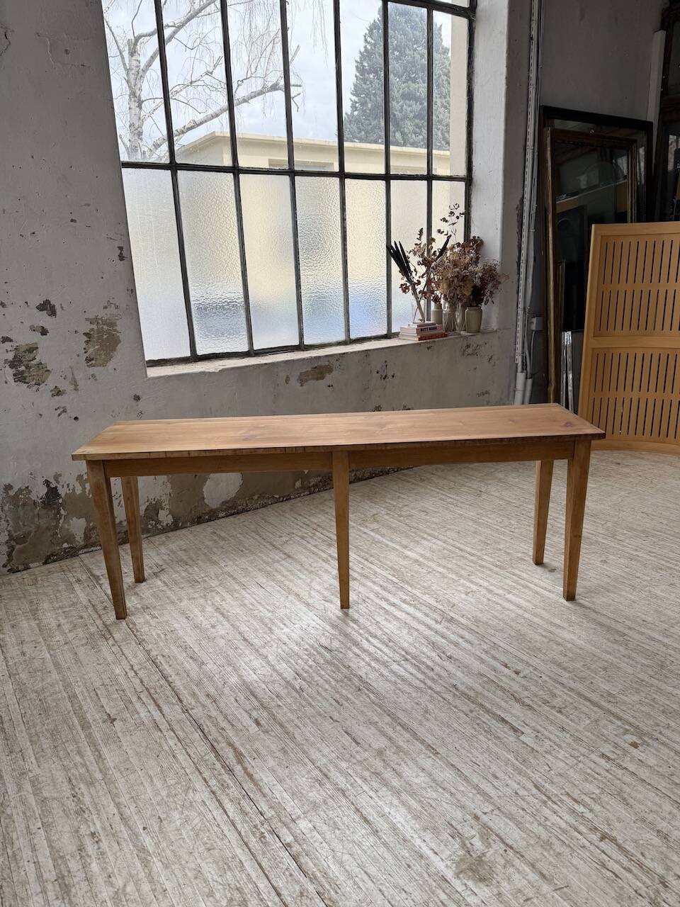 Oak and pine farmhouse console table