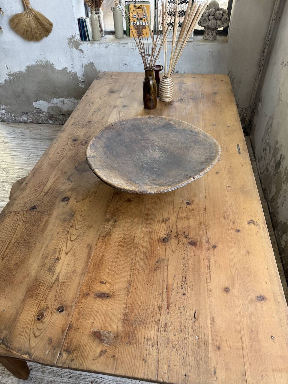 Table de ferme XL 220 cm pin 1950