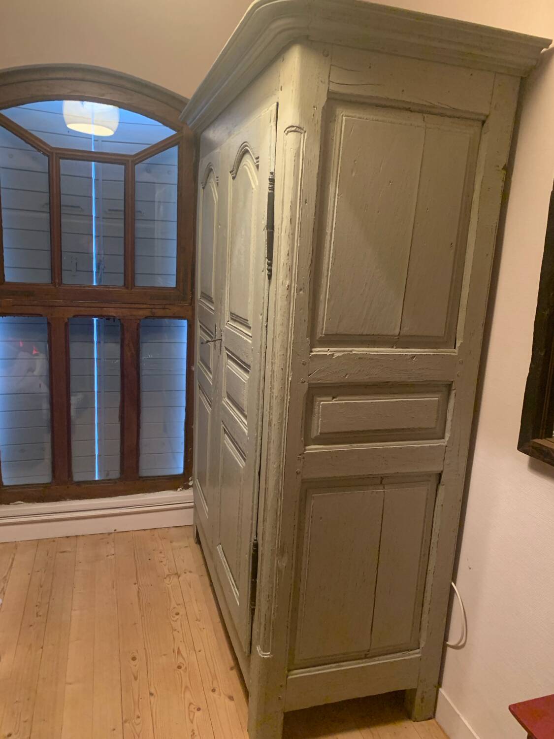 Antique oak and limewashed wardrobe