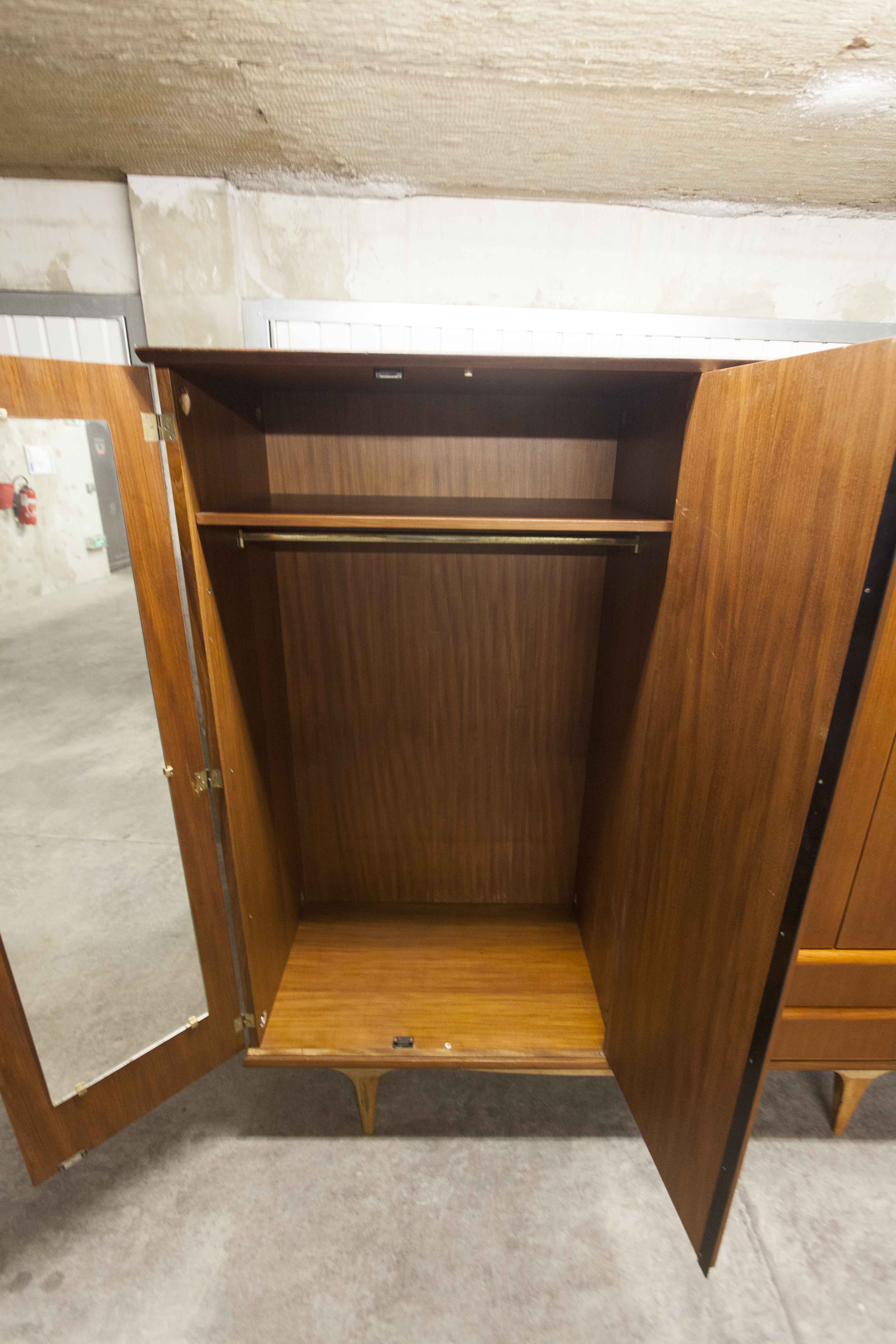 Scandinavian teak cabinet 1960 with mounting plan