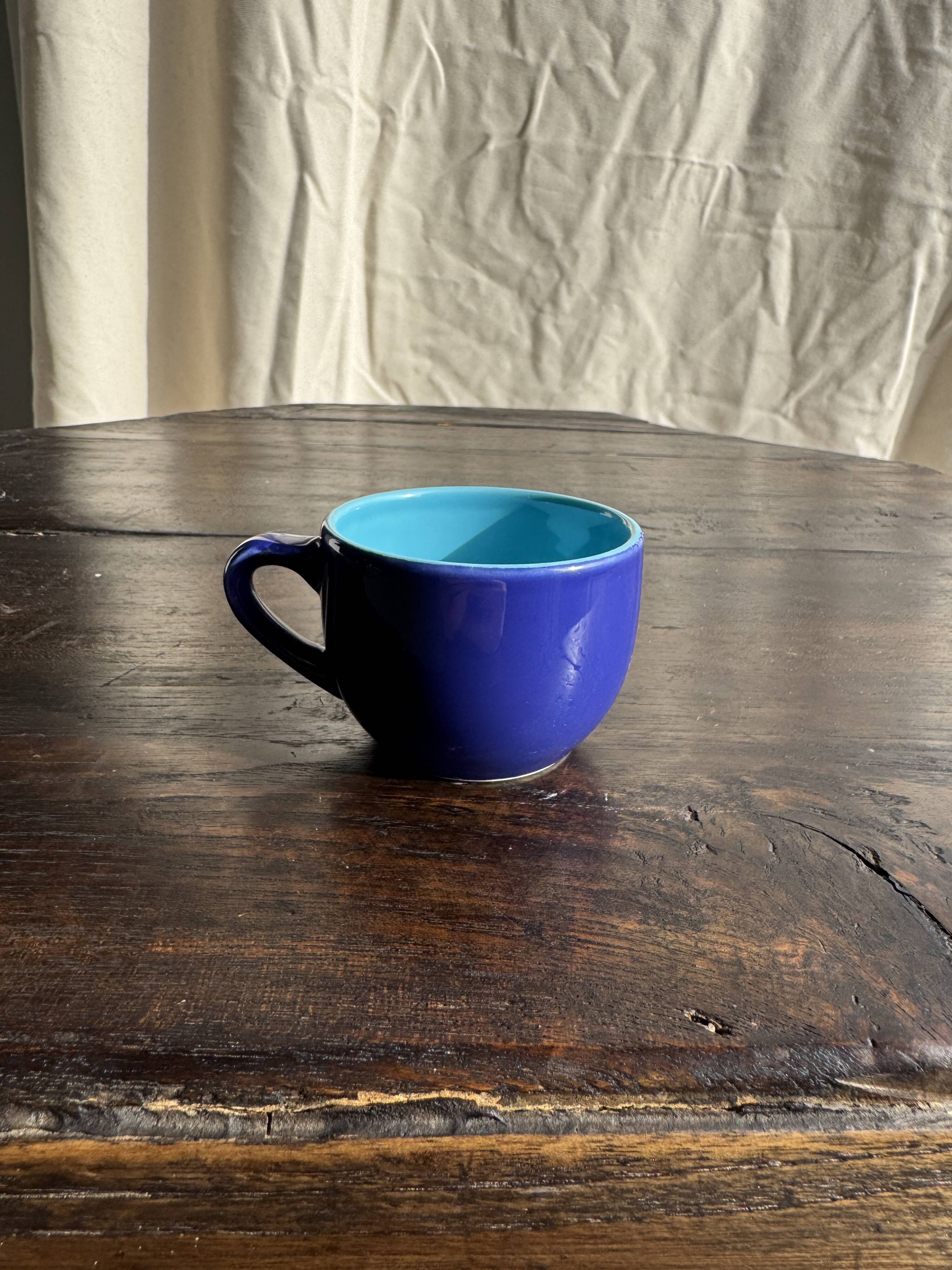 Set of 12 small vintage espresso cups duo in blue Made in Italy