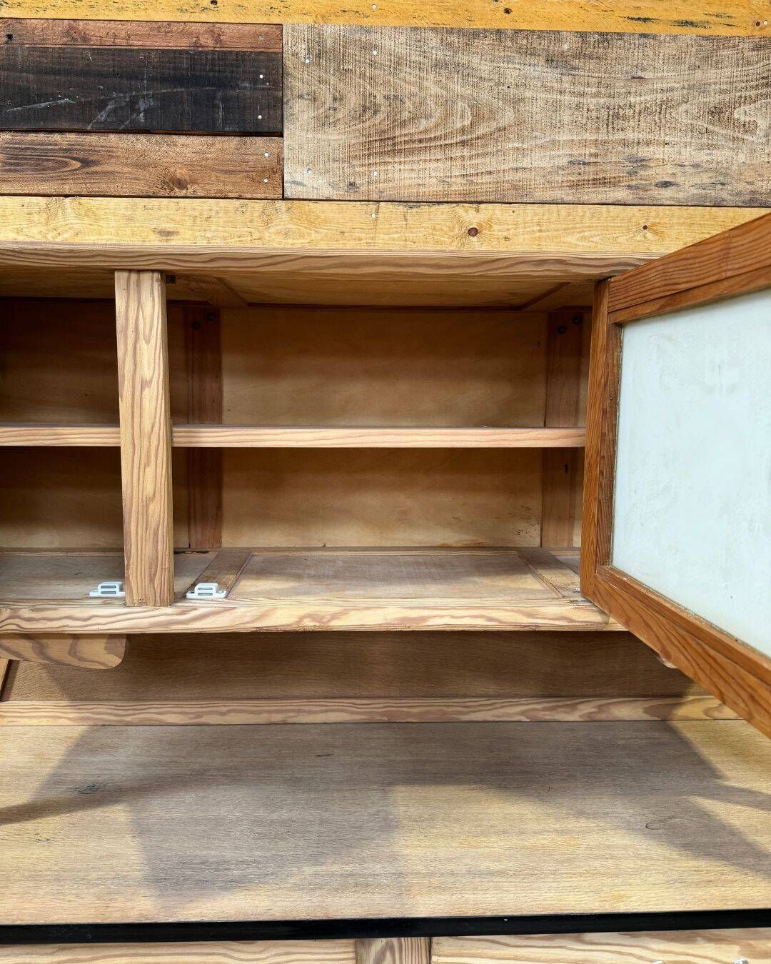Small vintage wooden kitchen buffet from the 1960s.