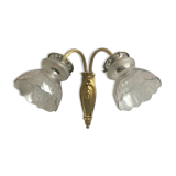 Double wall lamp in bronze and crystal tulips