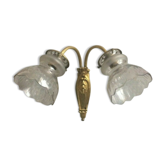 Double wall lamp in bronze and crystal tulips
