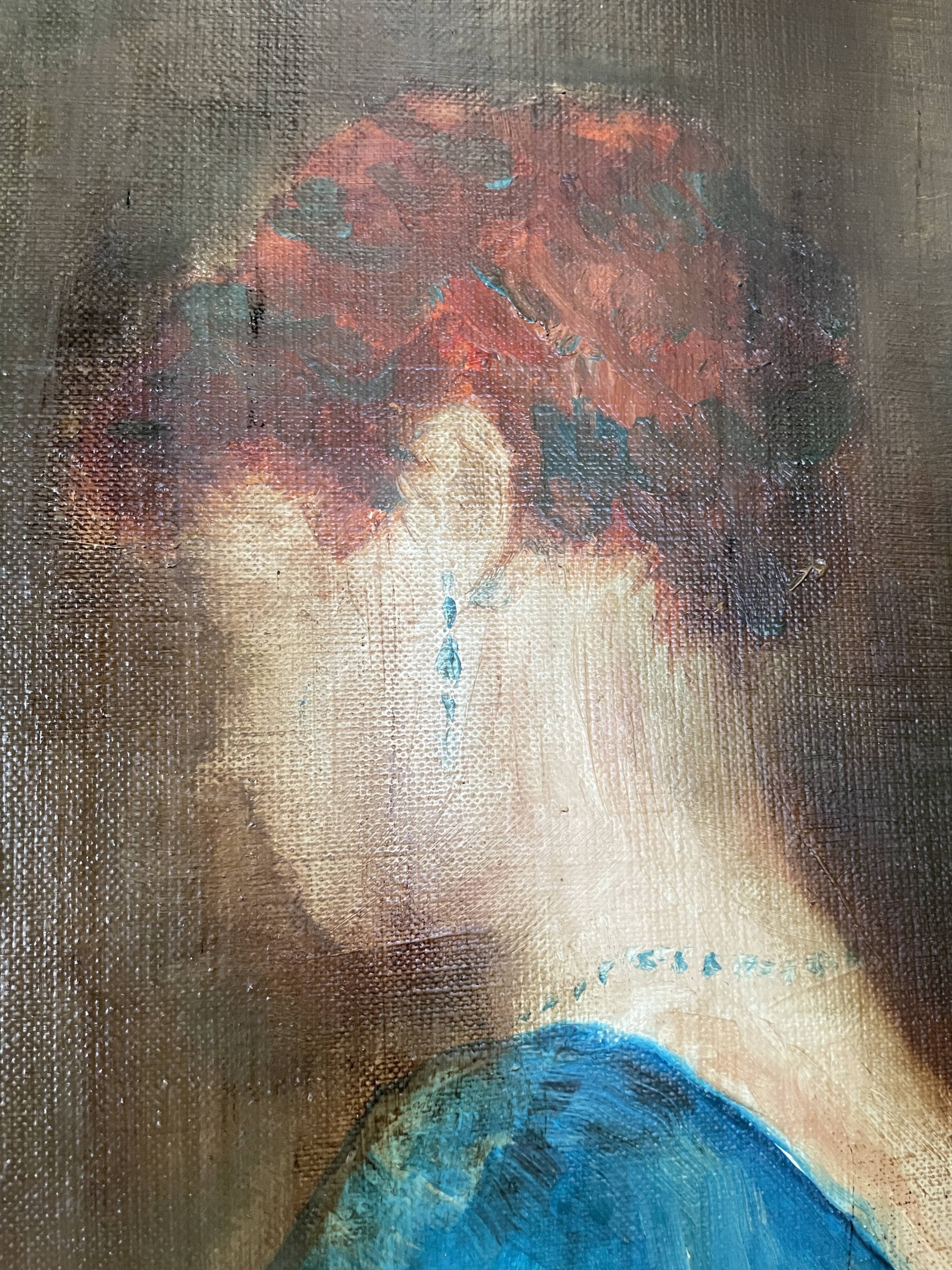 Oil on canvas portrait of a woman