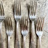 6 silver metal forks