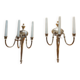2 appliques murales en bronze argente