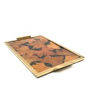 Hollywood regency brass and leaves resin tray, Montagnani Firenze Italy 1970s