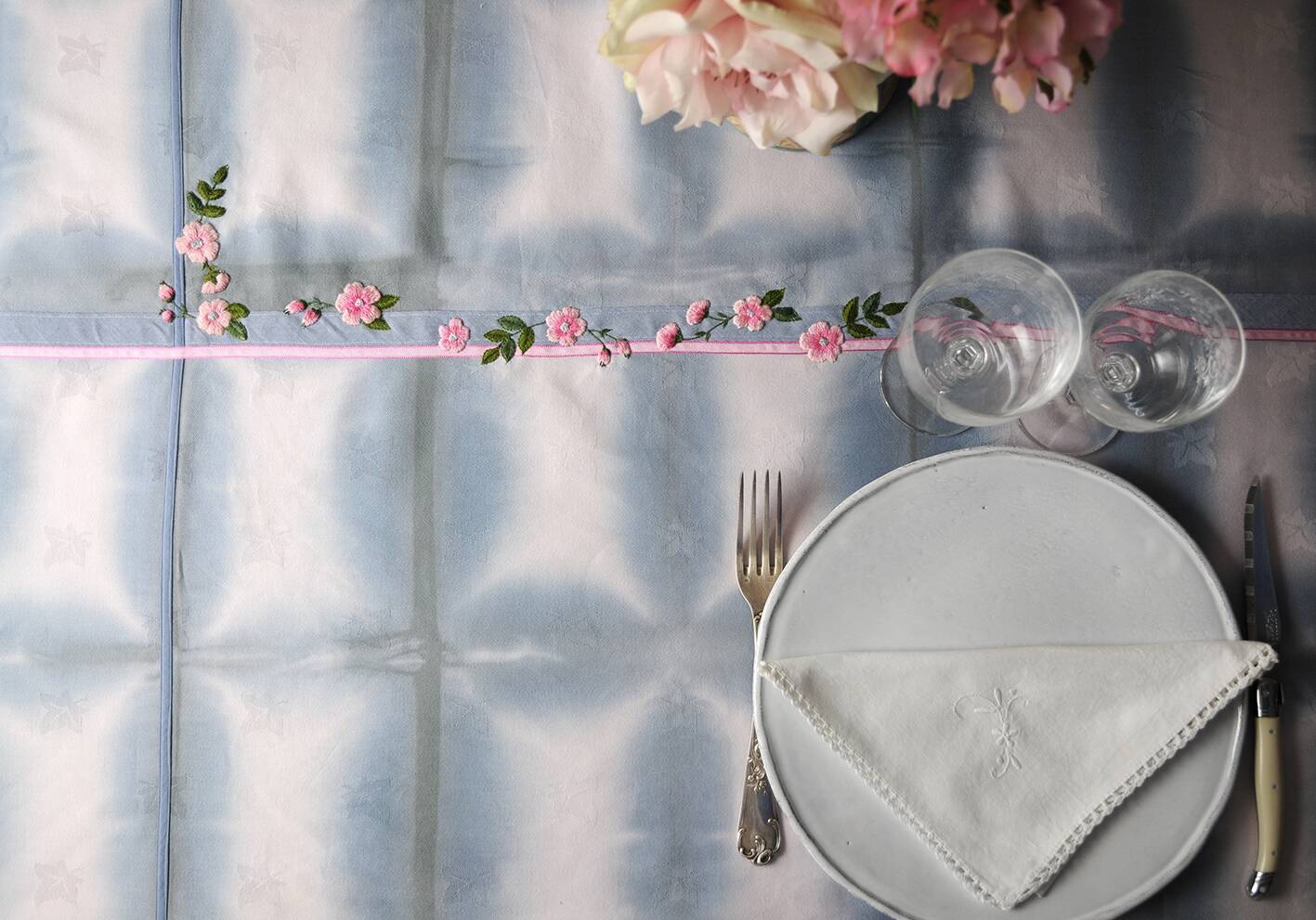 Hand embroidered tablecloth