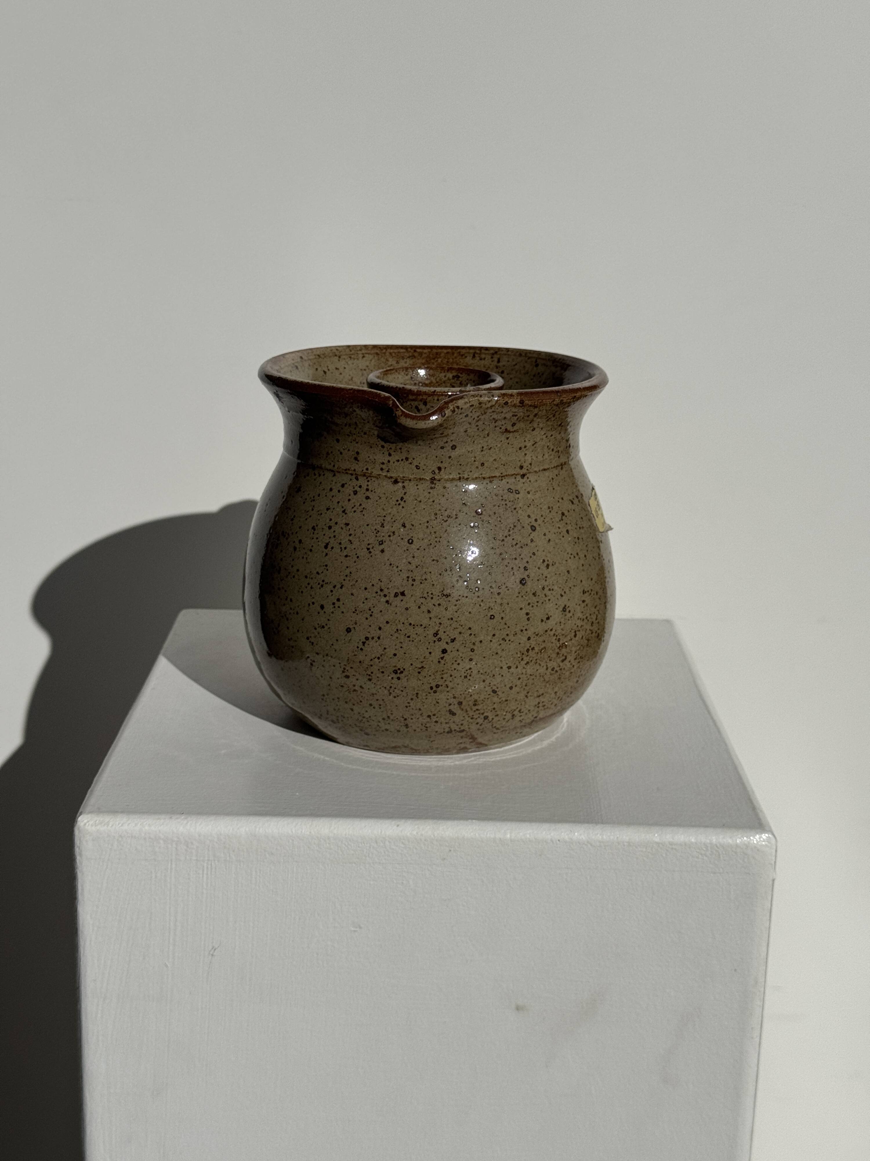 Vintage artisan ceramic rosé carafe with compartment Le Refuge Nîmes H14