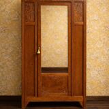 Large Parisian Art Deco wardrobe in solid oak – timeless elegance