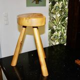 Vintage tripod stool in solid elm denmark 1960s