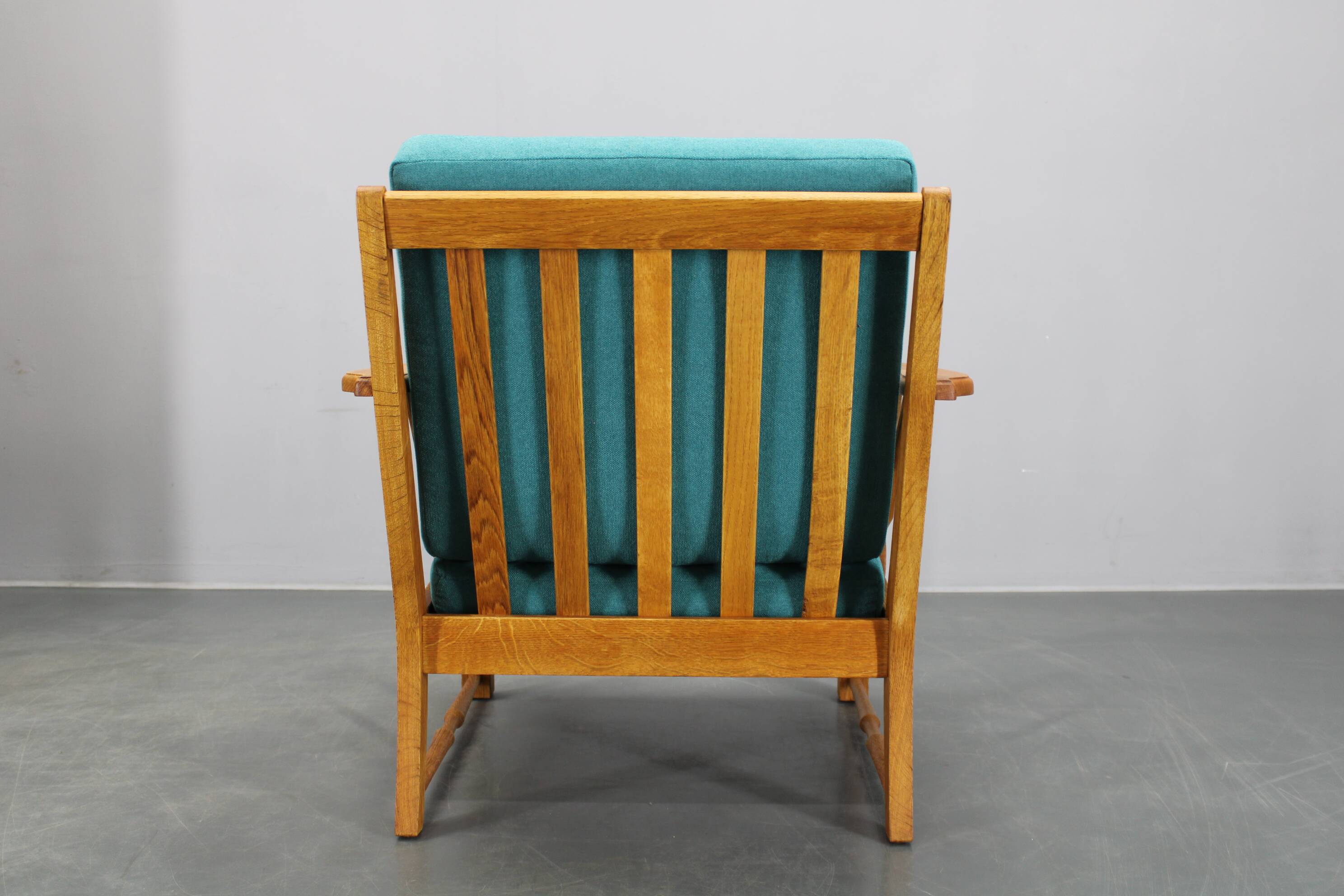 1950s solid oak armchair, Czechoslovakia