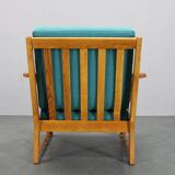 1950s solid oak armchair, Czechoslovakia