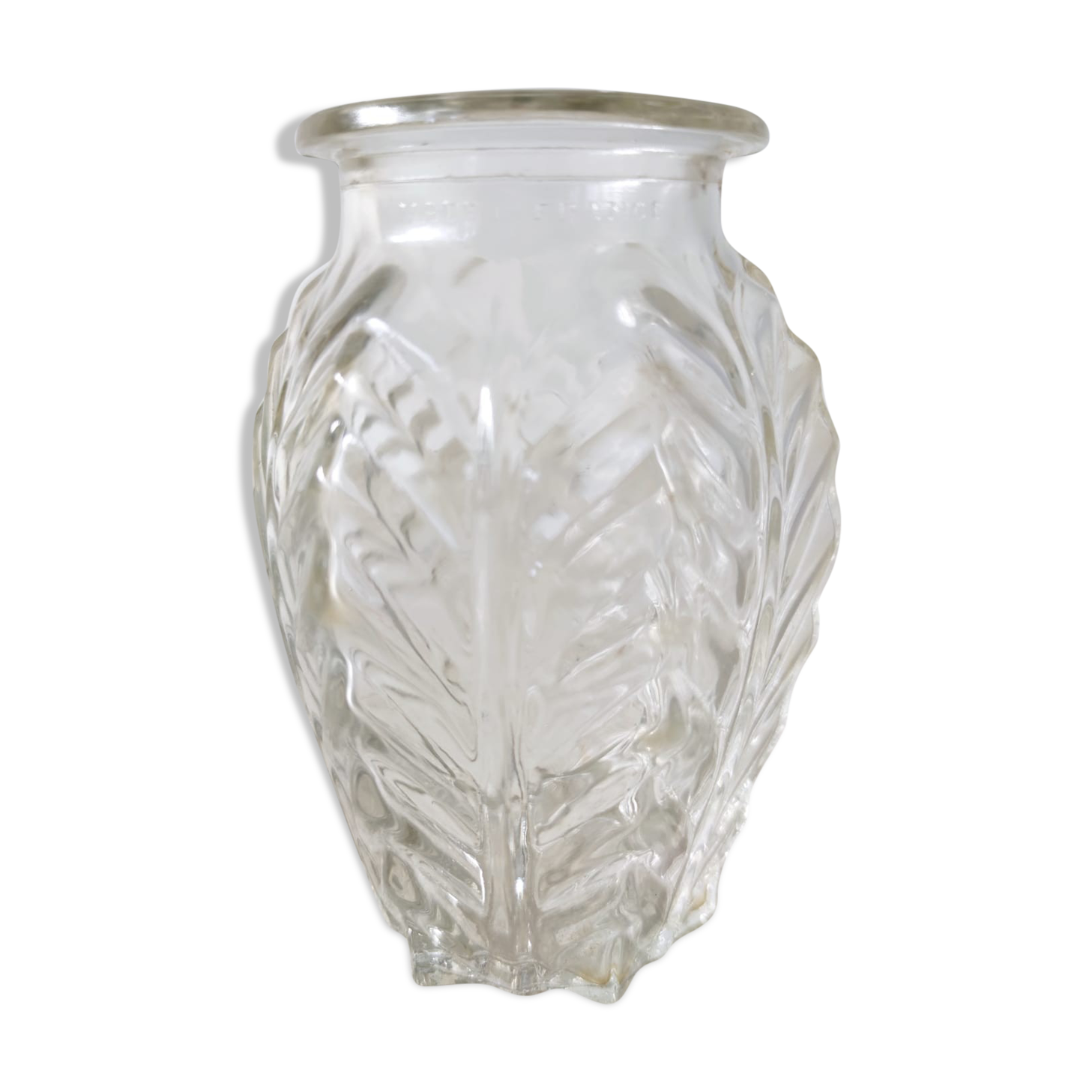 Small transparent molded glass vase