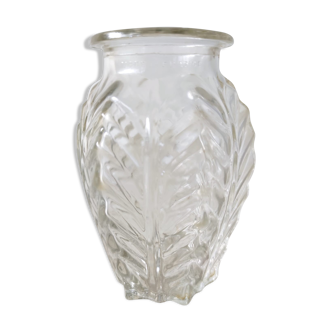 Small transparent molded glass vase