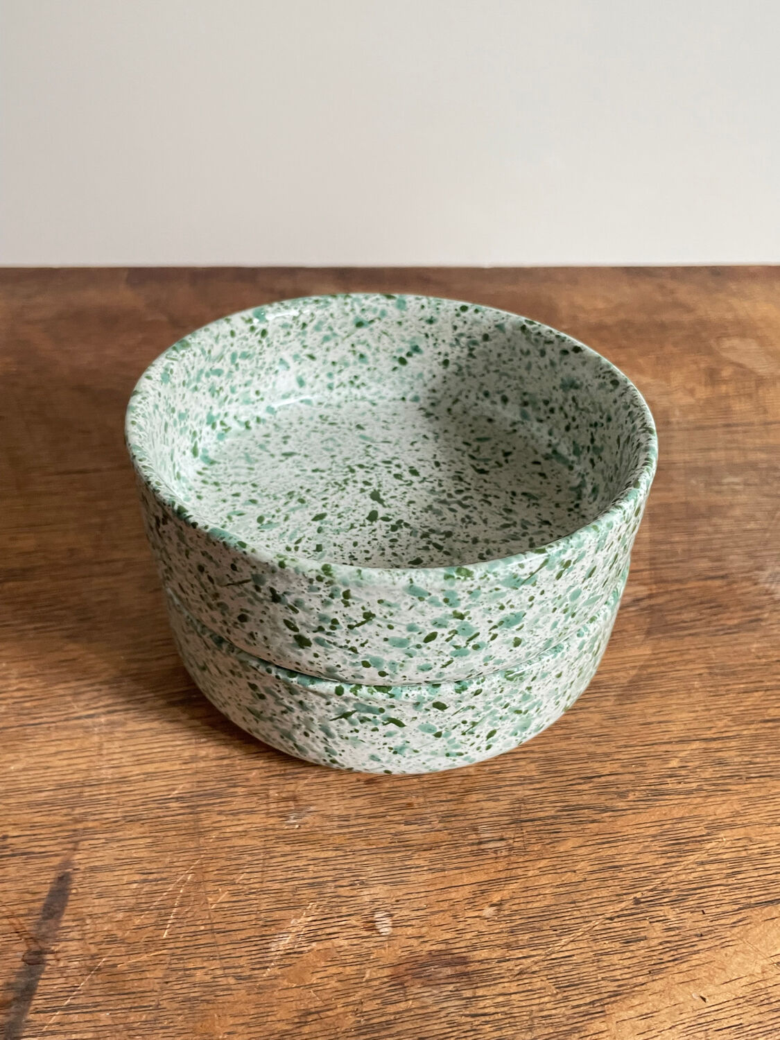 Green spotted ceramic ramekin