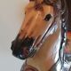 Cheval cabré de manège ou de carrousel forain en bois