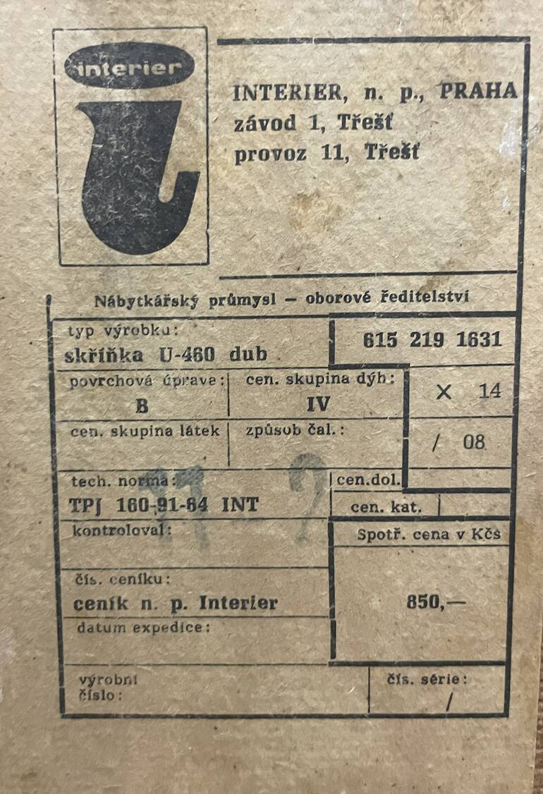 Sideboard by Jiroutek for Interier Praha, U-460, 1960