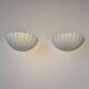 Pair of vintage shell wall lights, matte white, France 1970