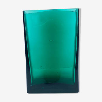 Dark green glass rectangular vase