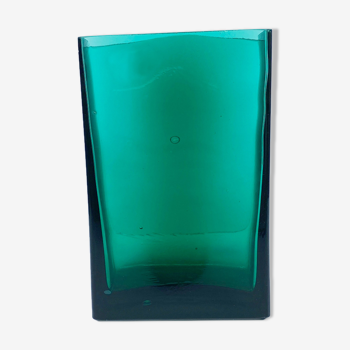 Vase rectangulaire verre vert foncé