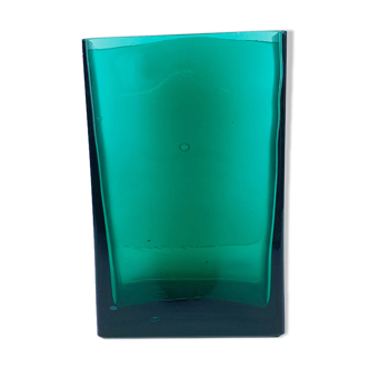 Dark green glass rectangular vase