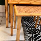 3 nesting tables in bamboo and wood