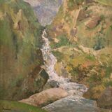 Painting Italian signed landscape from the 50s