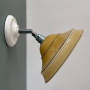 Vintage lampshade in yellow opaline with silver trim.