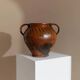 Antique rustic brown terracotta ceramic confit pot with twin handles, 19th-century Italy, farmhouse vase decor