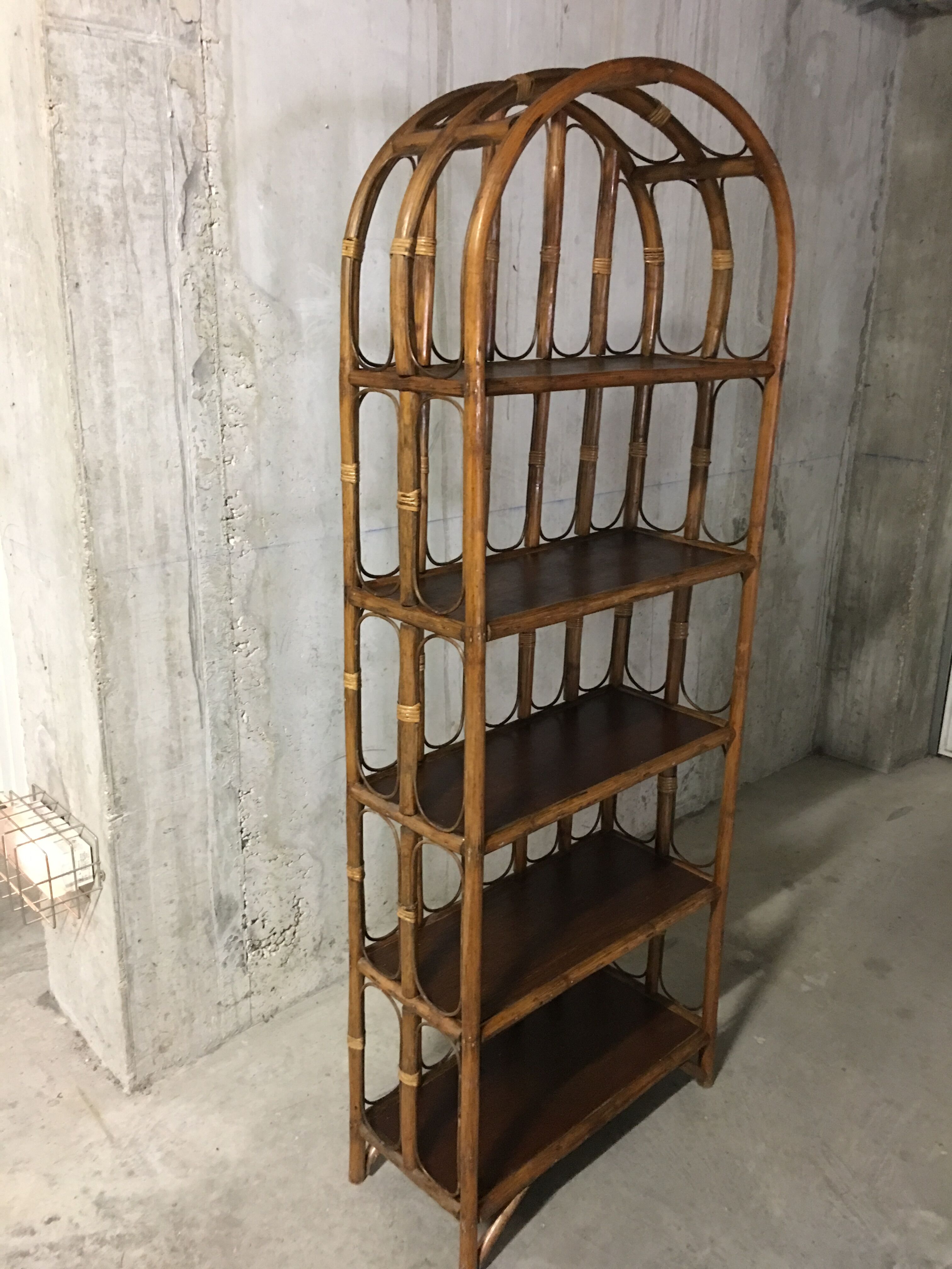 Rattan bookcase 70s