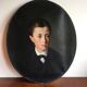 Portrait à l’huile d’un jeune homme fin XIX siècle debut XX siècle