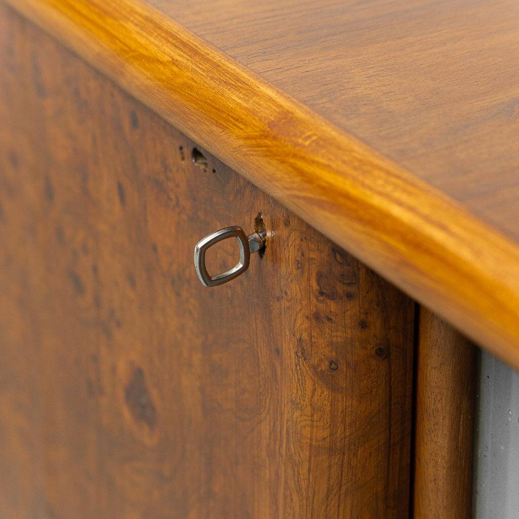 Vintage walnut burl sideboard with decorative inserts, 1940s