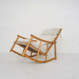 Scandinavian modern birch spindle rocking lounge chair, 1960’s
