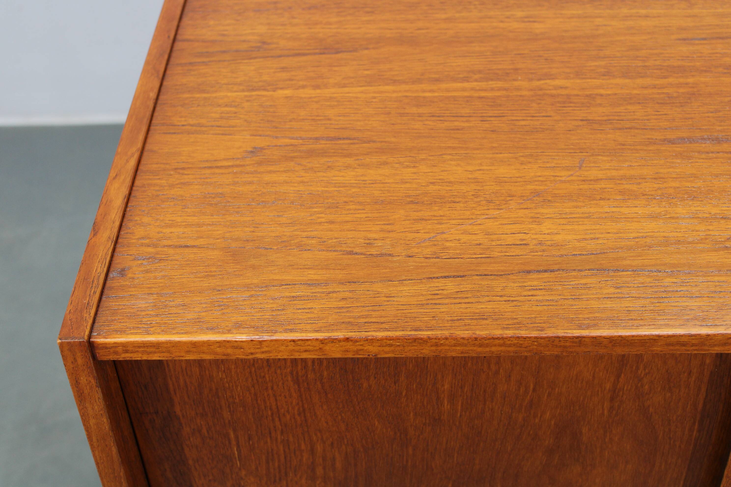 Danish mid-century teak cabinet with sliding doors, refurbished, 1960s