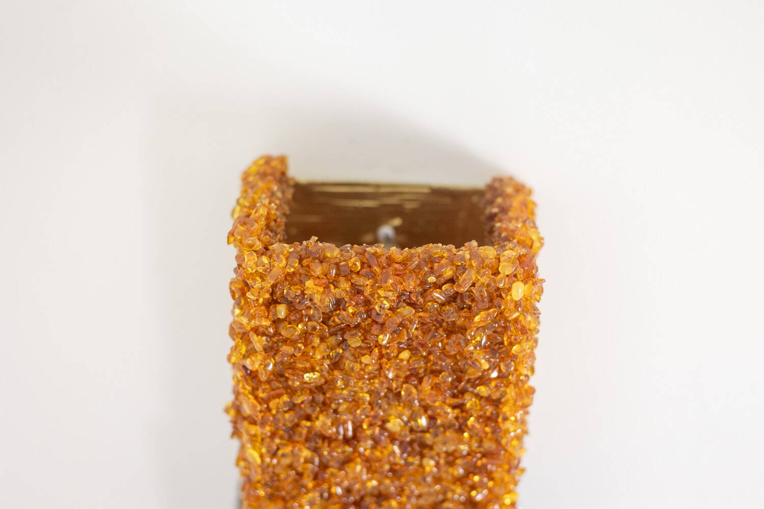 Pair of "Honey" wall lights in amazonite and amber. Contemporary work.