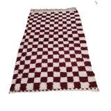 Handmade dark red wool Berber rug 150 x 100 CM