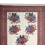Afshar Sumakh Kilim Rug Cream Floral Design Handmade Wool 212x120cm