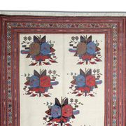 Afshar Sumakh Kilim Rug Cream Floral Design Handmade Wool 212x120cm