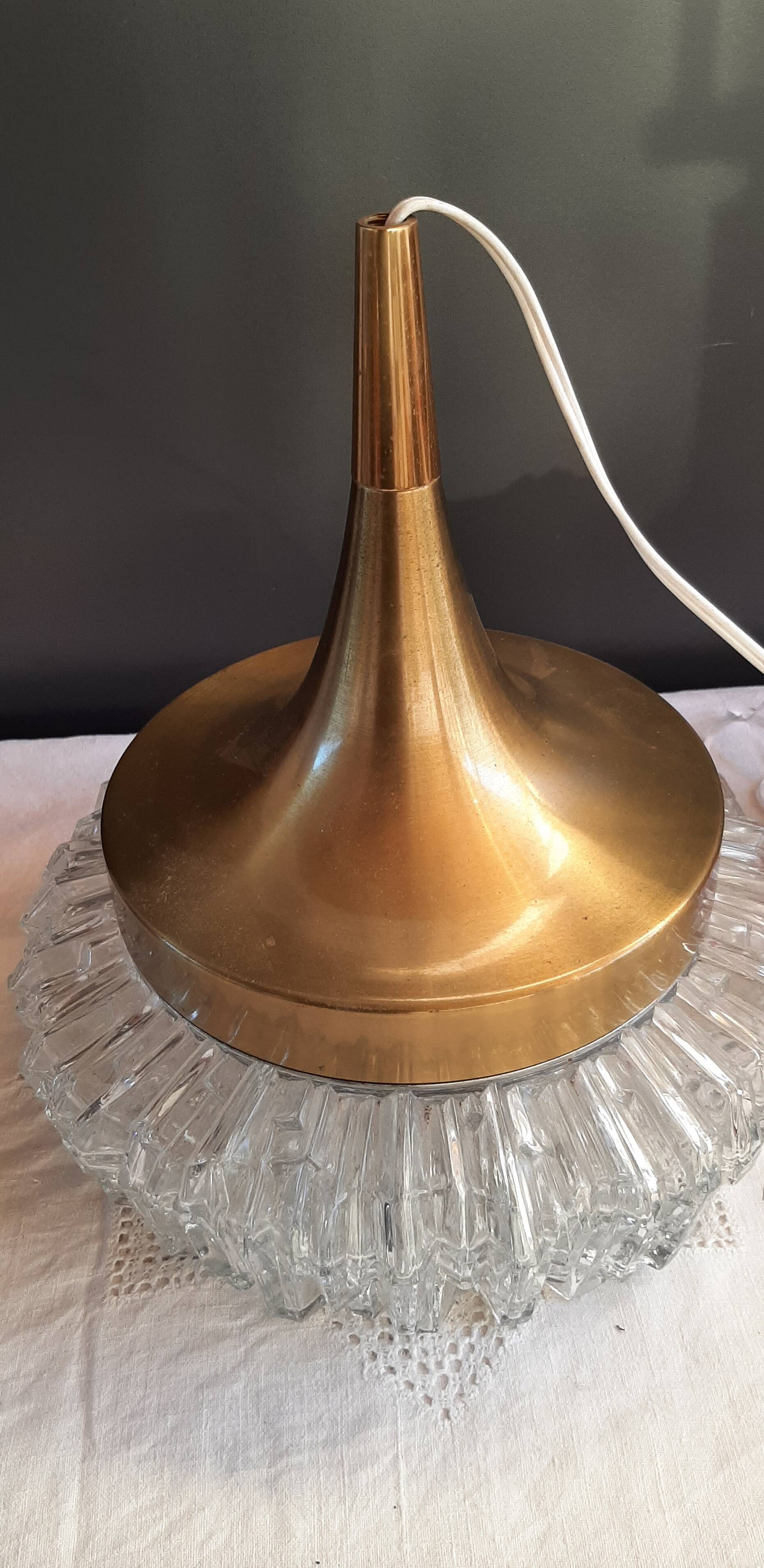 Brass and glass ceiling light